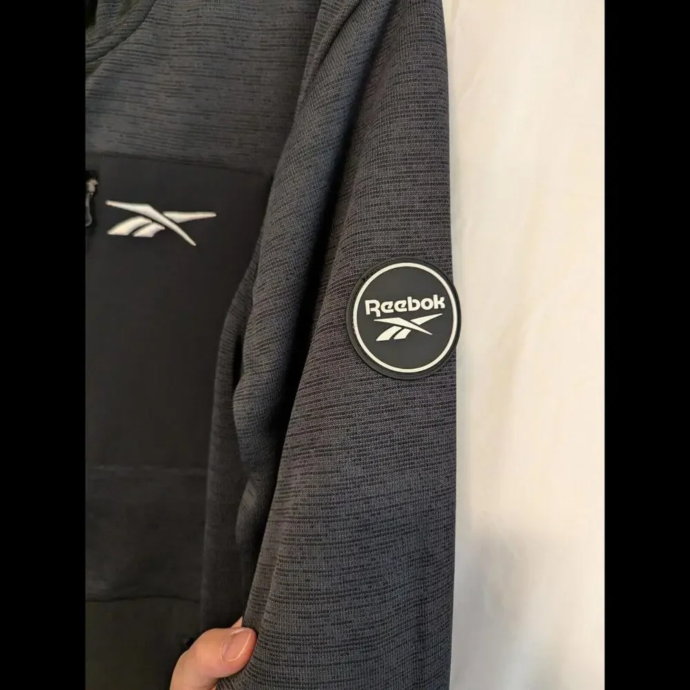 Reebok Mens Jacket/Gray&Black/NWT/Zip Up/Hooded/Size L but Fits Like A Medium